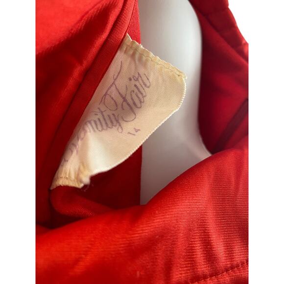 Size 14 Vanity Fair 1970s Womens Red Half Zip Robe Long Sleeve Dacron Polyester - Picture 9 of 10